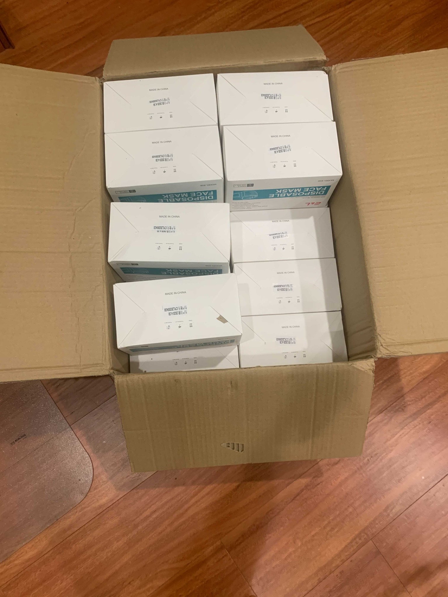 Boxes of donated masks